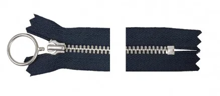 YKK Vetoketju Alumiini Kiinteä s/Renkaalla 35cm 4mm Merensininen